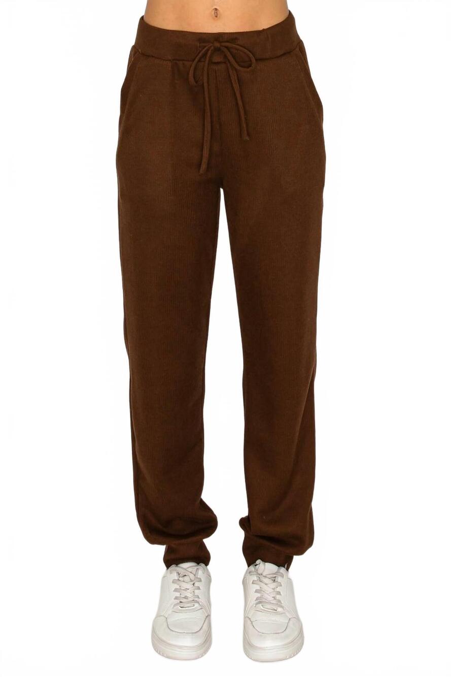 NEW KNIT RIOT haven knit jogger pants in chocolate